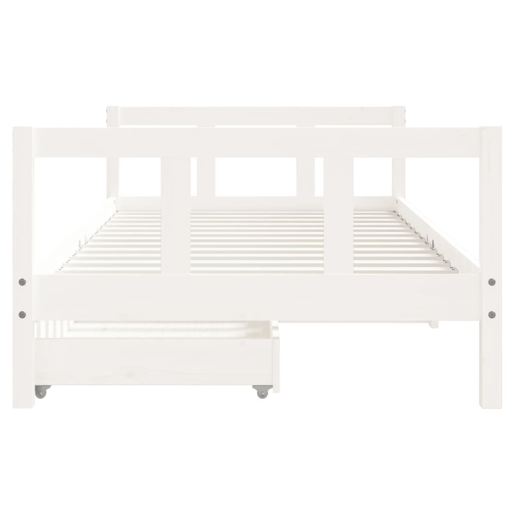 Kids Bed Frame with Drawers White 90x190 cm Solid Wood Pine Price