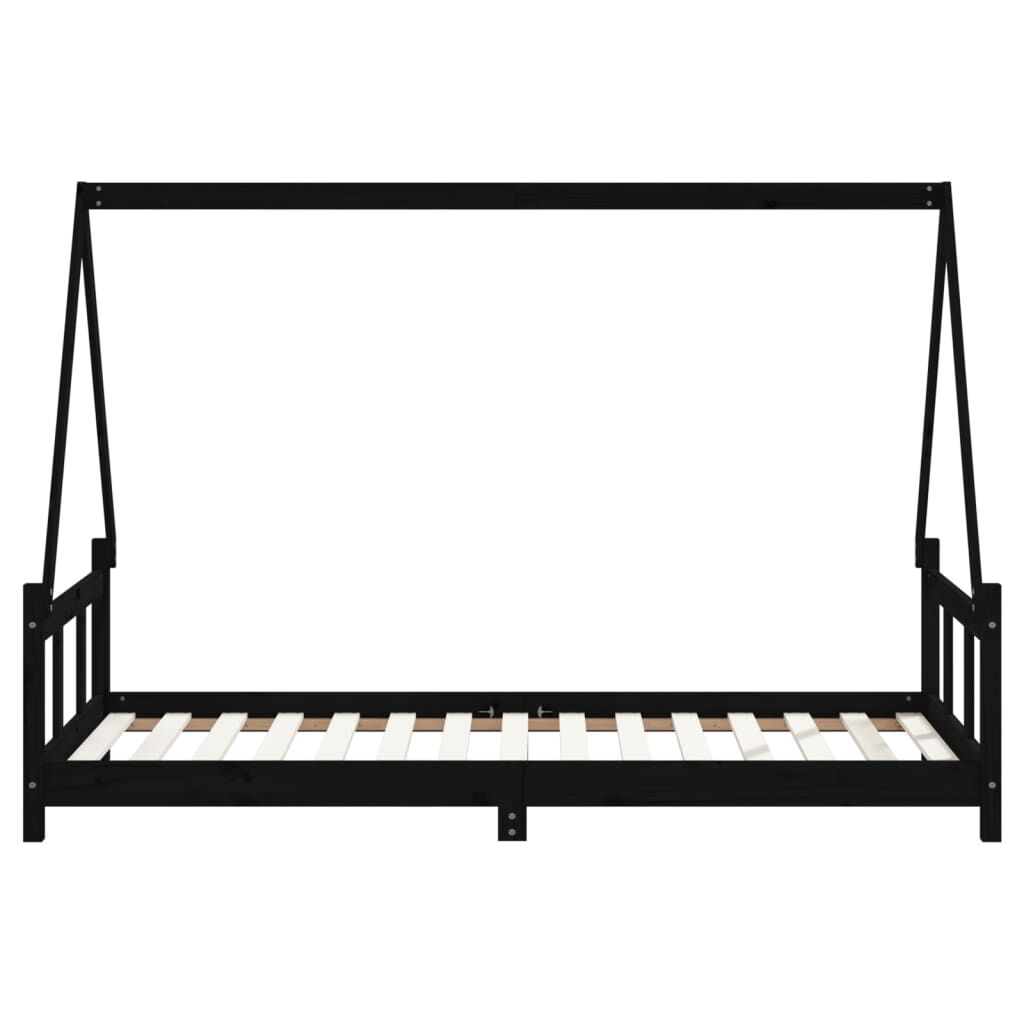 Kids Bed Frame Black 90x190 cm Solid Wood Pine Price