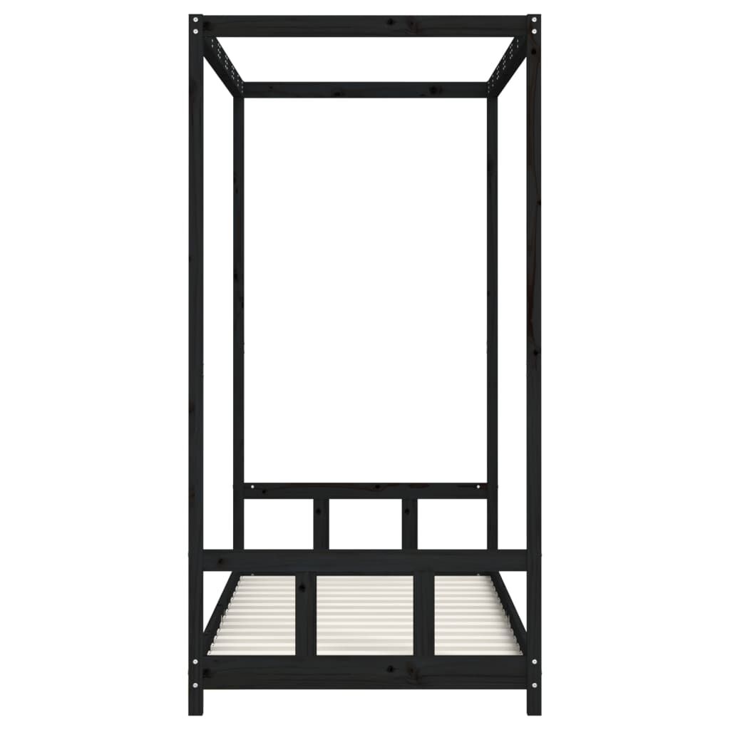 Kids Bed Frame Black 90x190 cm Solid Wood Pine Price