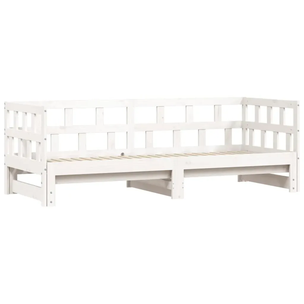 Daybed with Trundle without Mattress White 90x190 cm Solid Wood Price