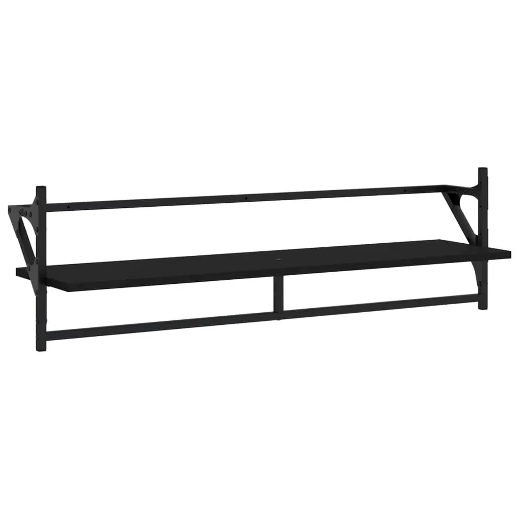6 Piece Wall Shelf Set with Bars Black Engineered Wood Price