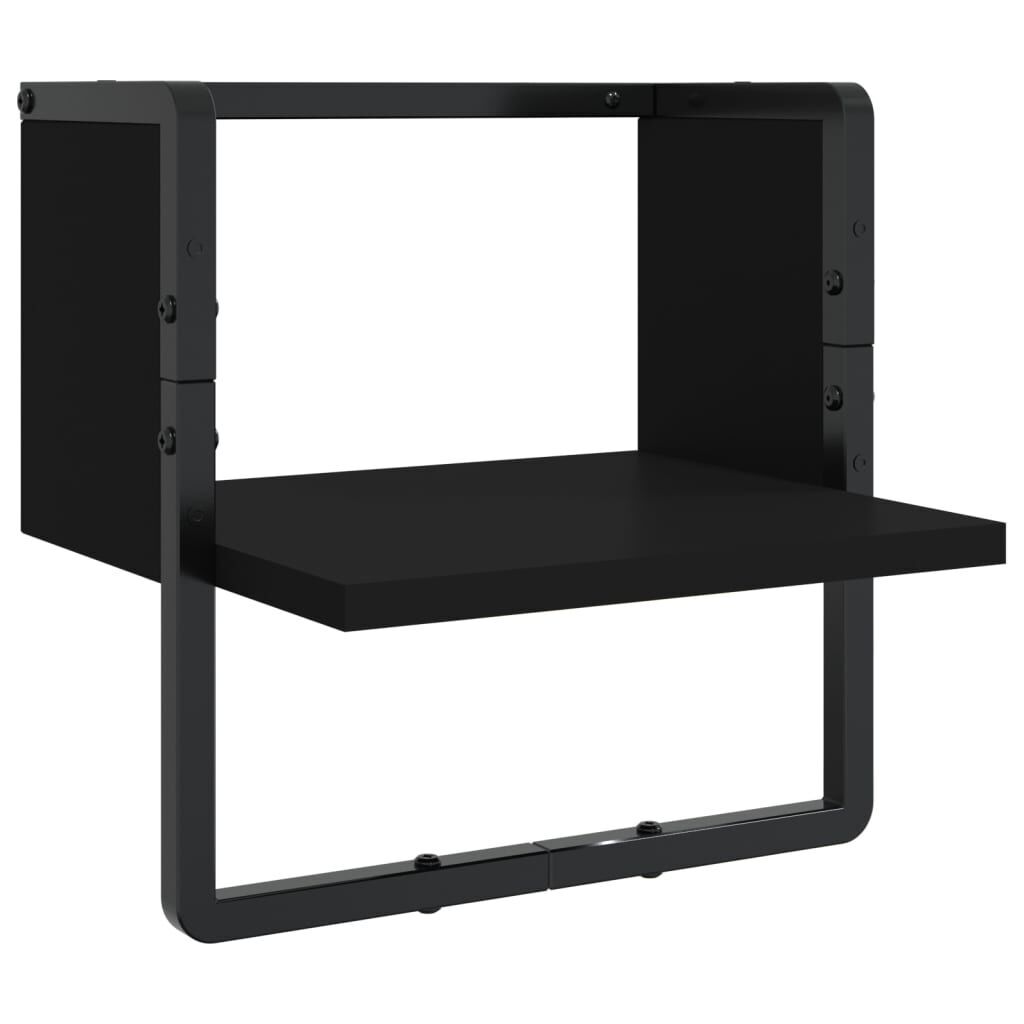 4 Piece Wall Shelf Set with Bars Black Engineered Wood Price