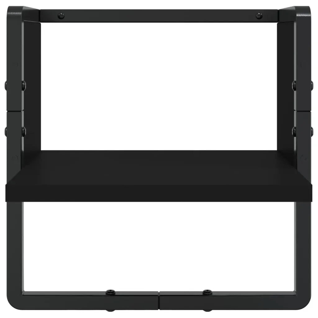 4 Piece Wall Shelf Set with Bars Black Engineered Wood Price