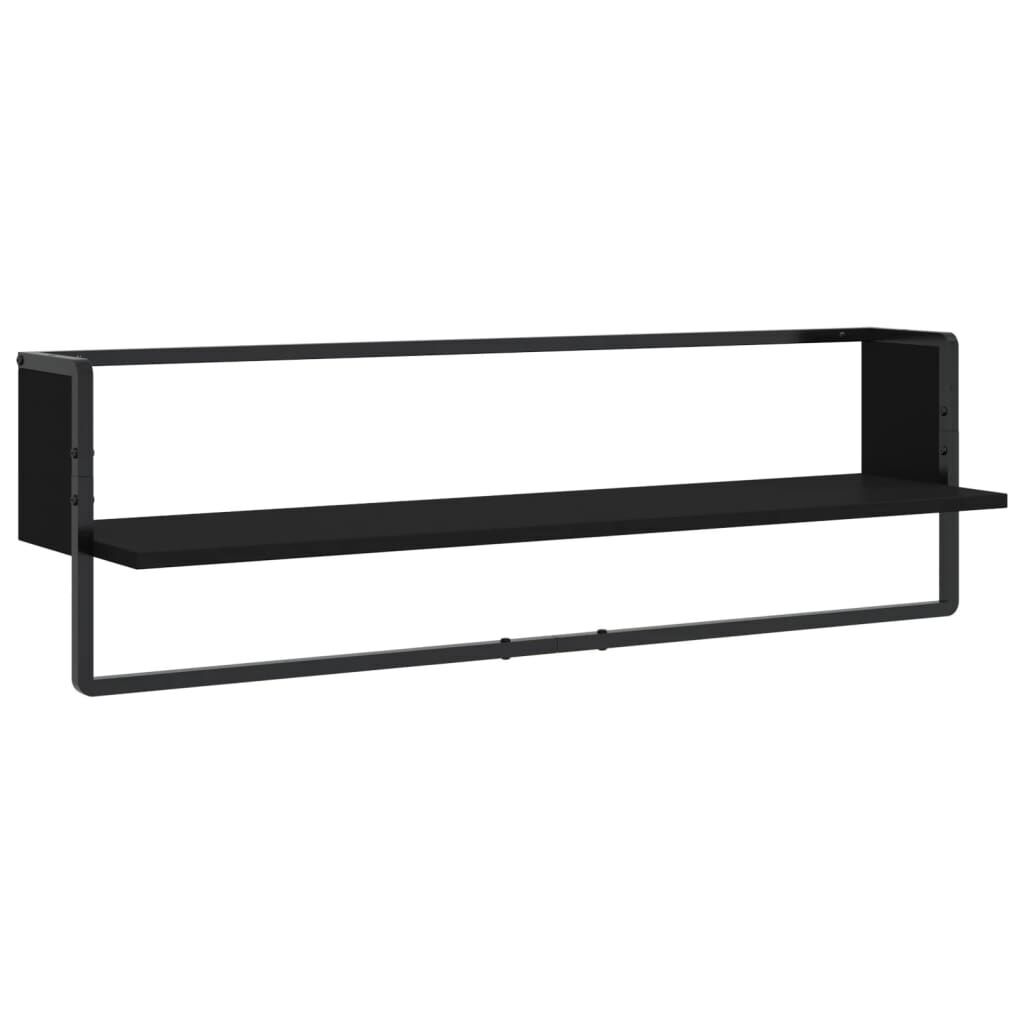 6 Piece Wall Shelf Set with Bars Black Engineered Wood Price