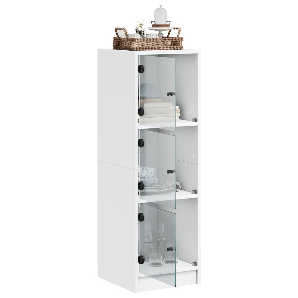 Highboard with Glass Doors White 35x37x109 cm Price