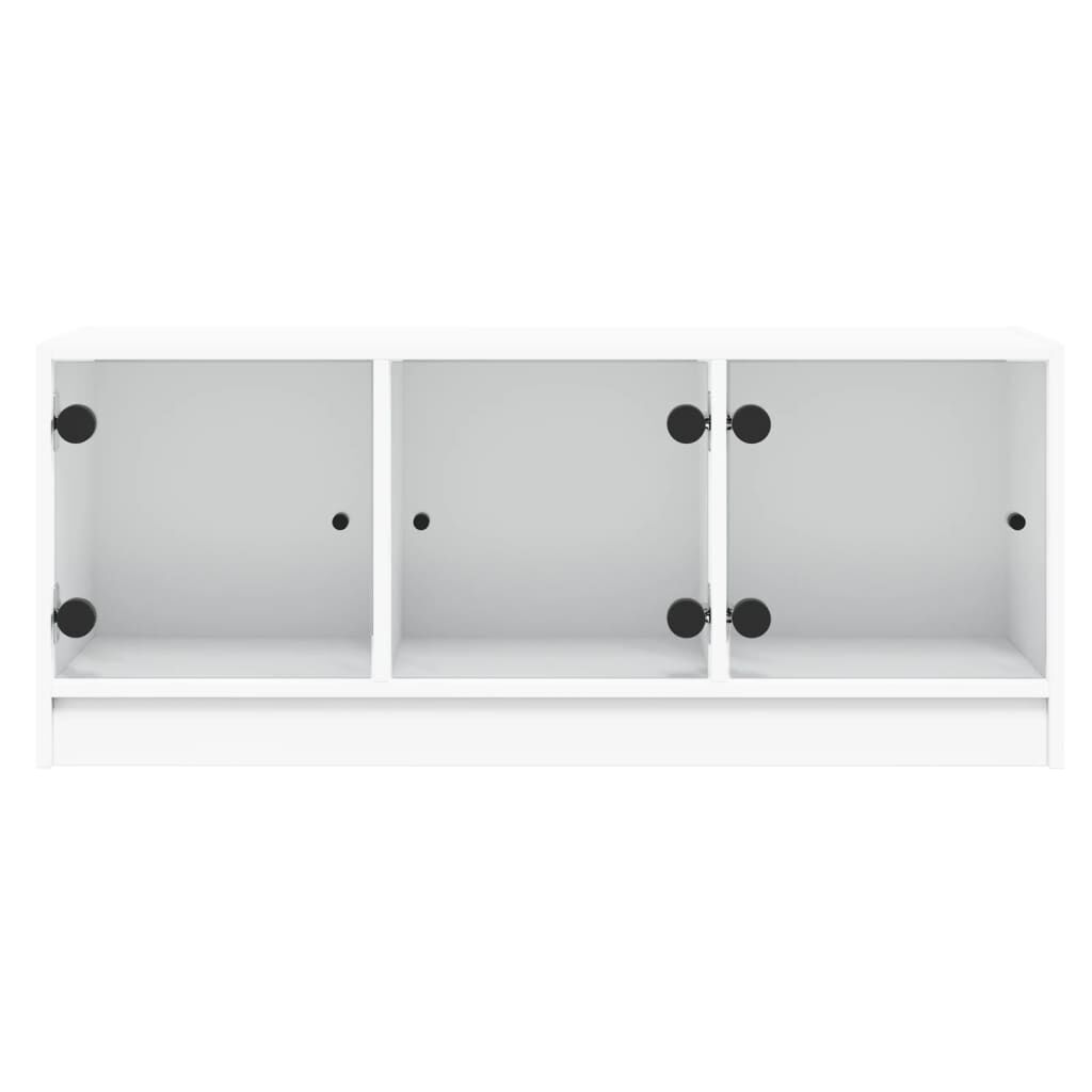 TV Cabinet with Glass Doors White 102x37x42 cm Price