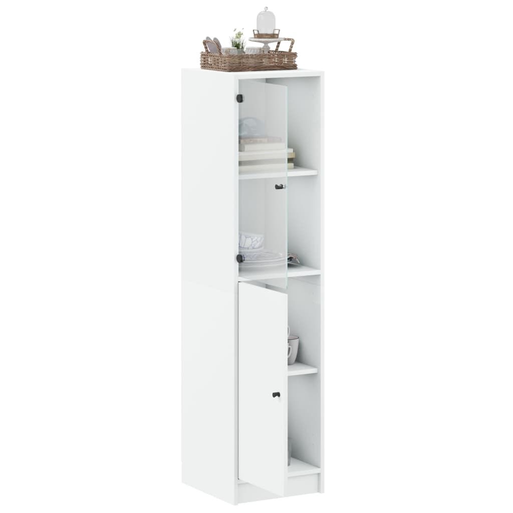 Highboard with Glass Door White 35x37x142 cm Price
