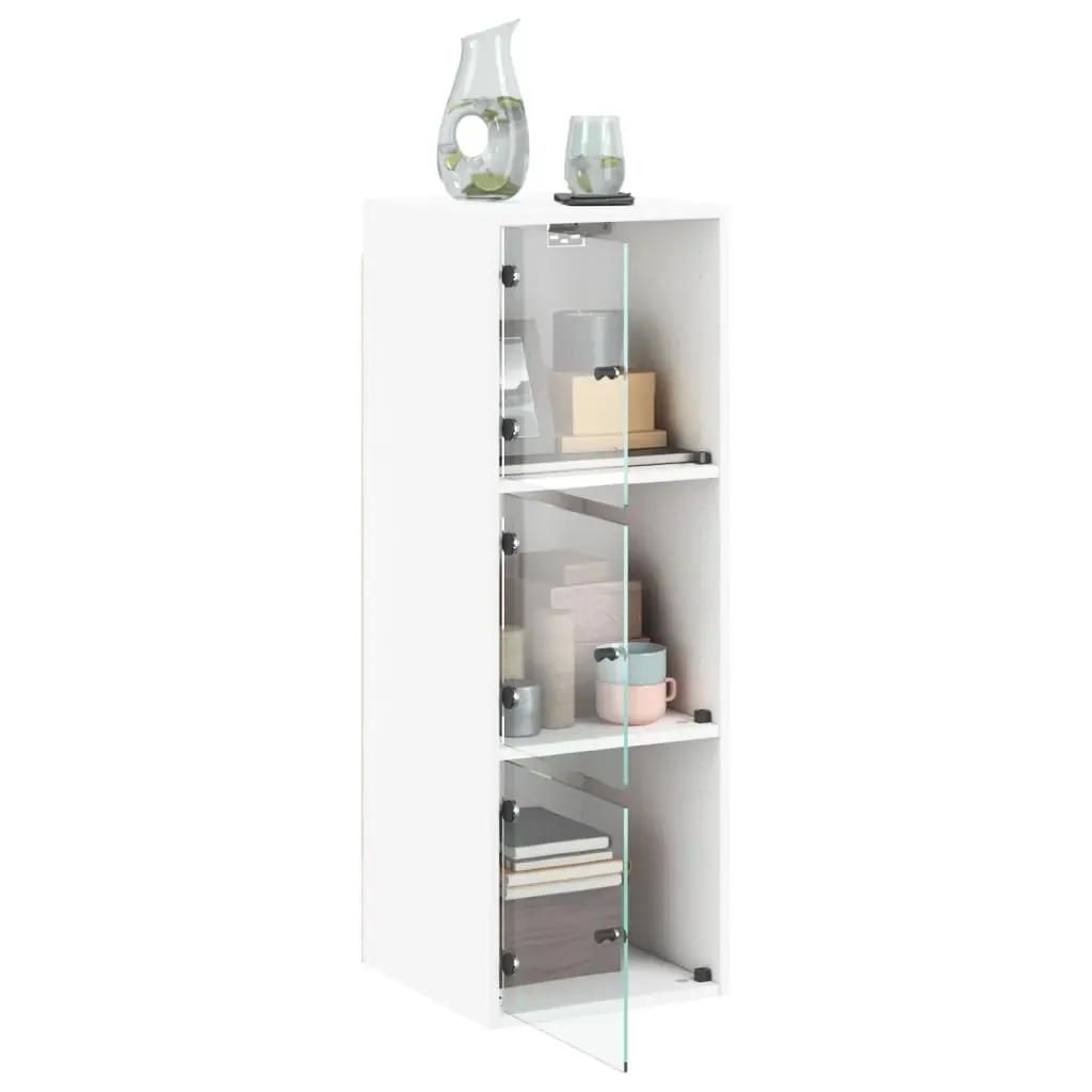 Wall Cabinet with Glass Doors White 35x37x100 cm Price