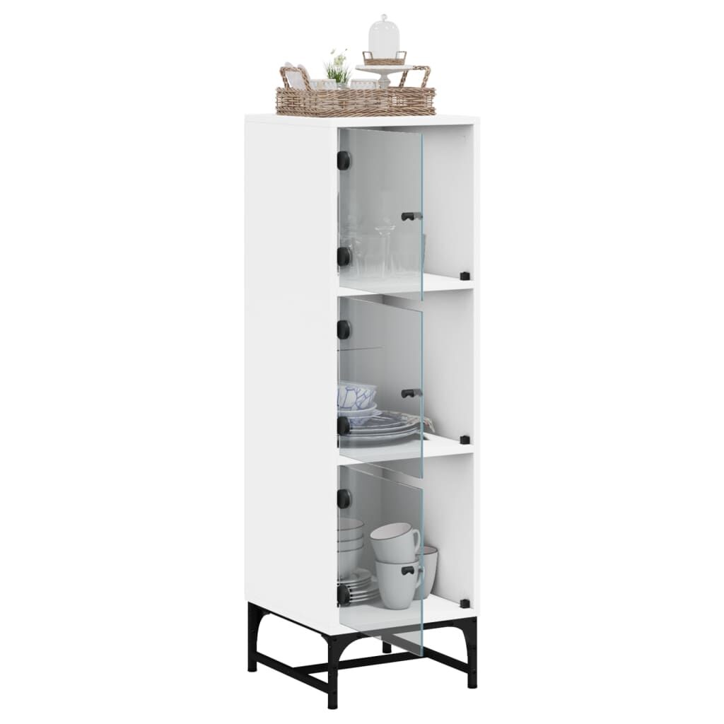 Highboard with Glass Doors White 35x37x120 cm Price