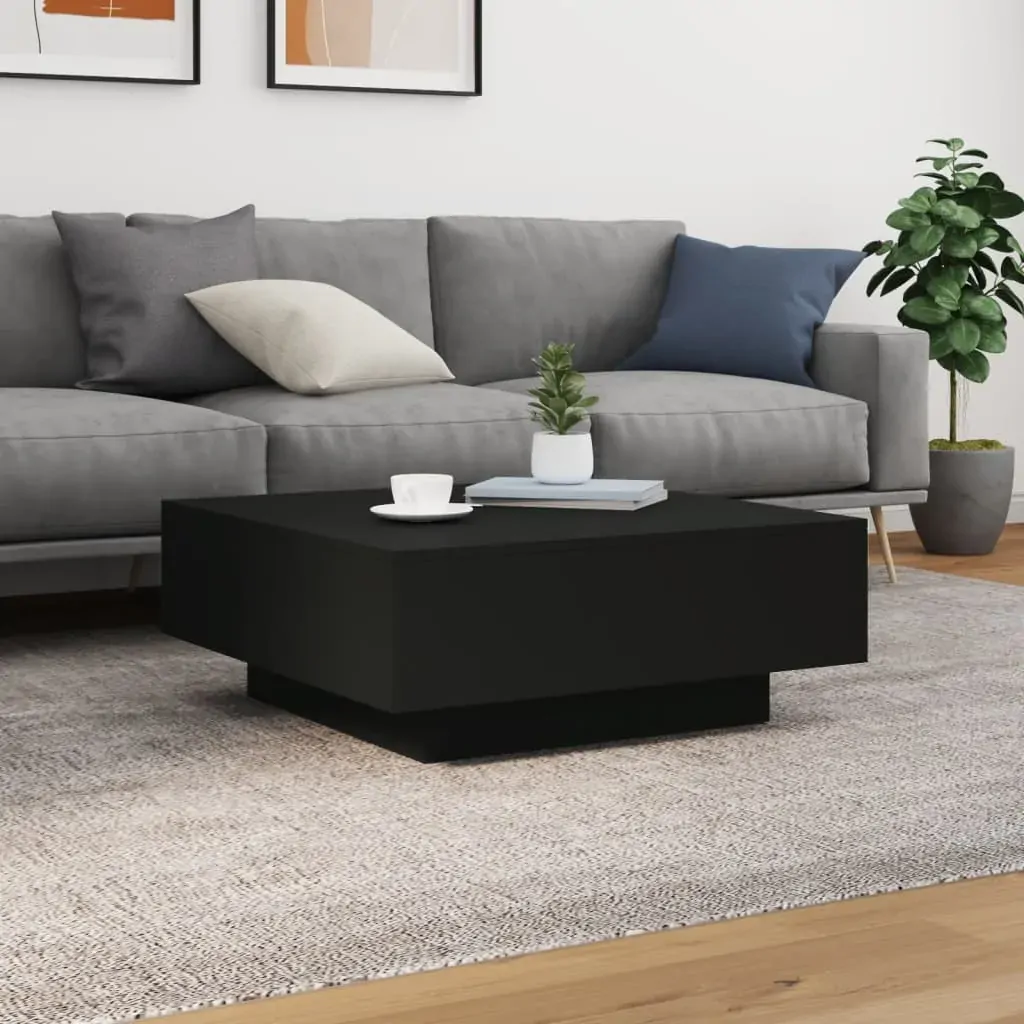Coffee Table with LED Lights Black 80x80x31 cm Price