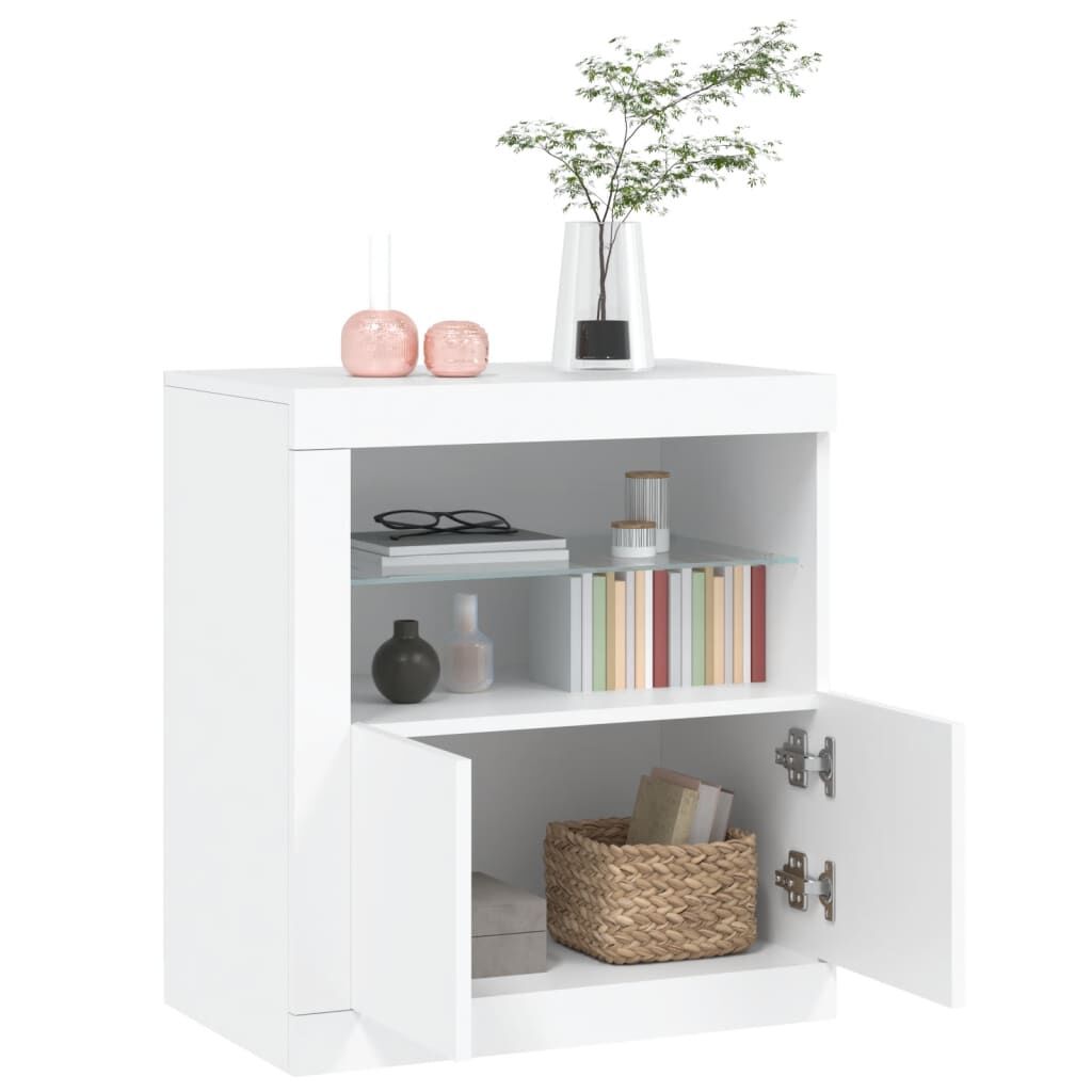 Sideboard with LED Lights White 60.5x37x67 cm Price