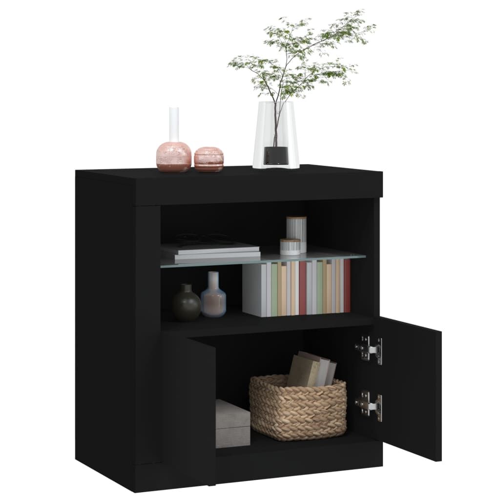 Sideboard with LED Lights Black 60.5x37x67 cm Price