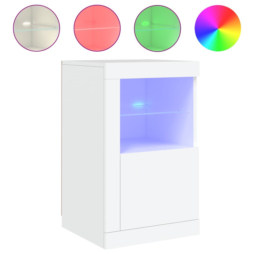 Side Cabinets with LED Lights 2 pcs White Engineered Wood Price