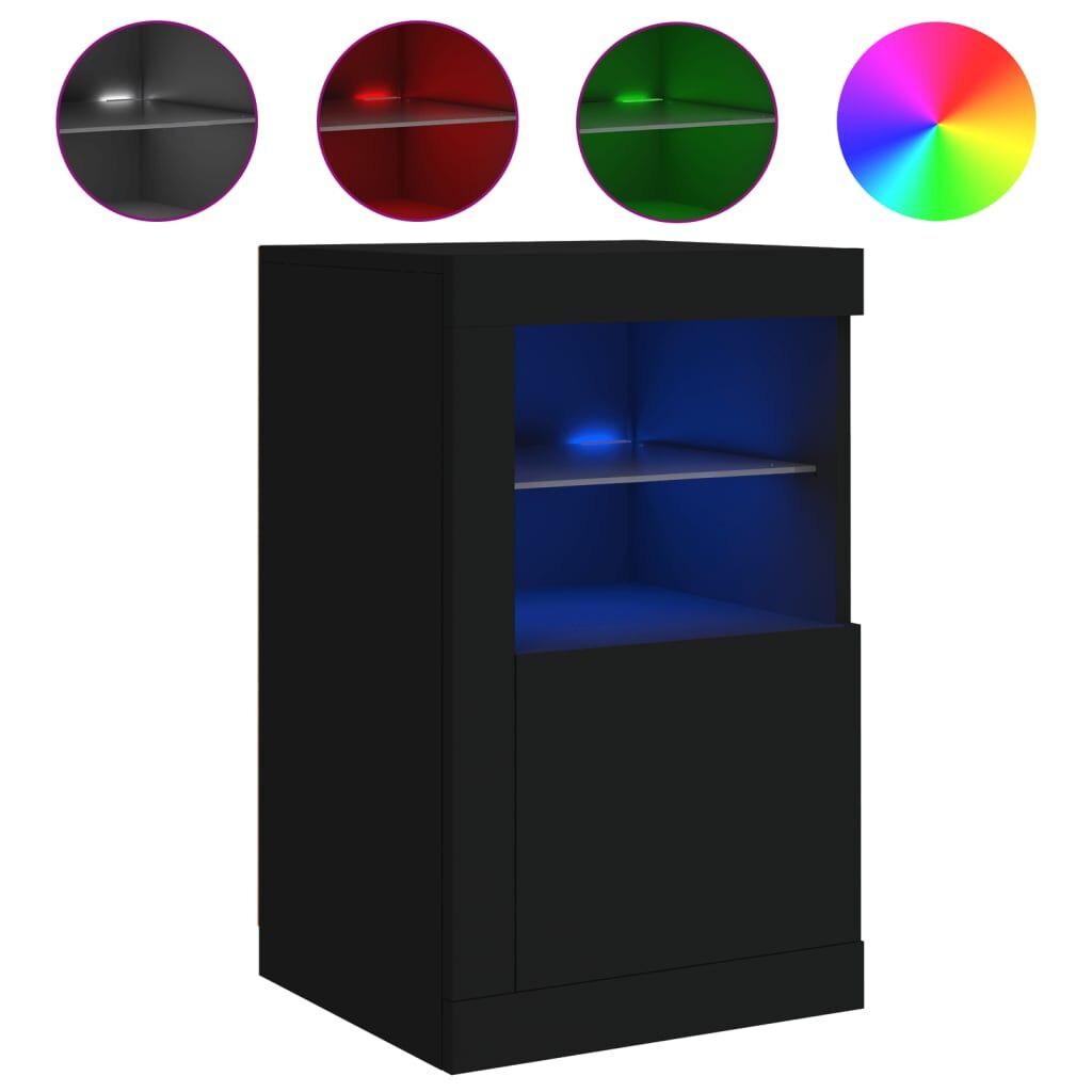 Side Cabinets with LED Lights 2 pcs Black Engineered Wood Price