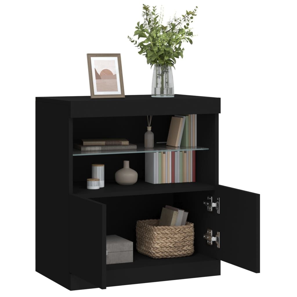 Sideboard with LED Lights Black 60x37x67 cm Price