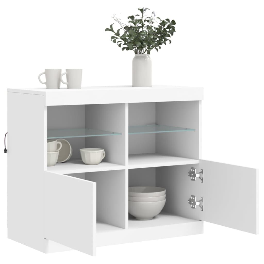 Sideboard with LED Lights White 81x37x67 cm Price