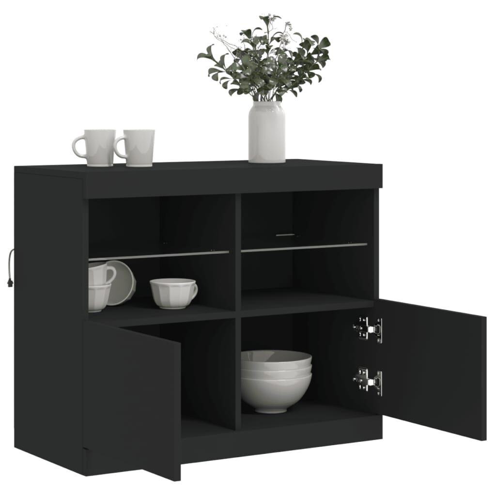 Sideboard with LED Lights Black 81x37x67 cm Price