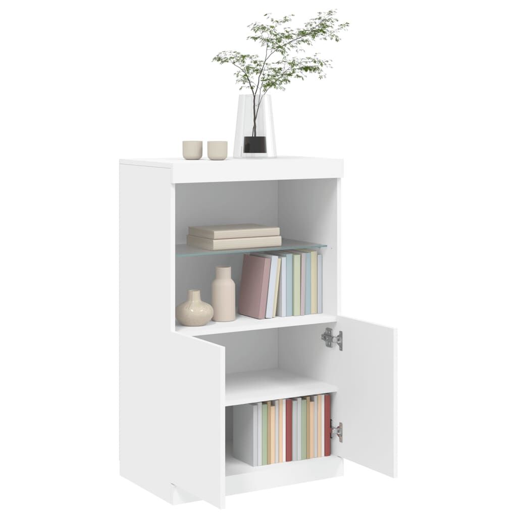 Sideboard with LED Lights White 60.5x37x100 cm Price