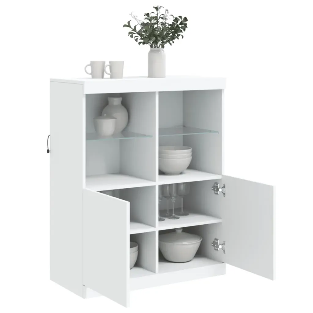 Sideboard with LED Lights White 81x37x100 cm Price