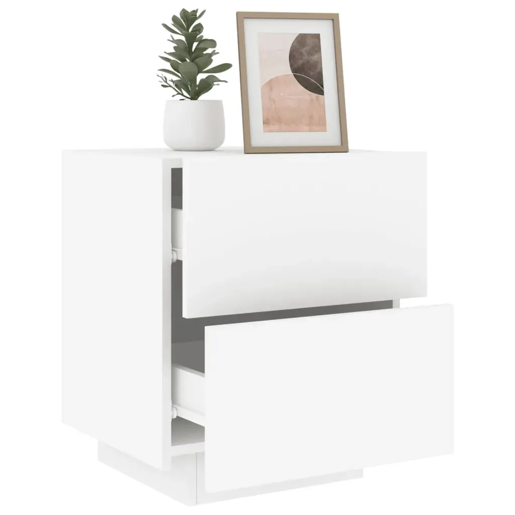Bedside Cabinets with LED Lights 2 pcs White Engineered Wood Price
