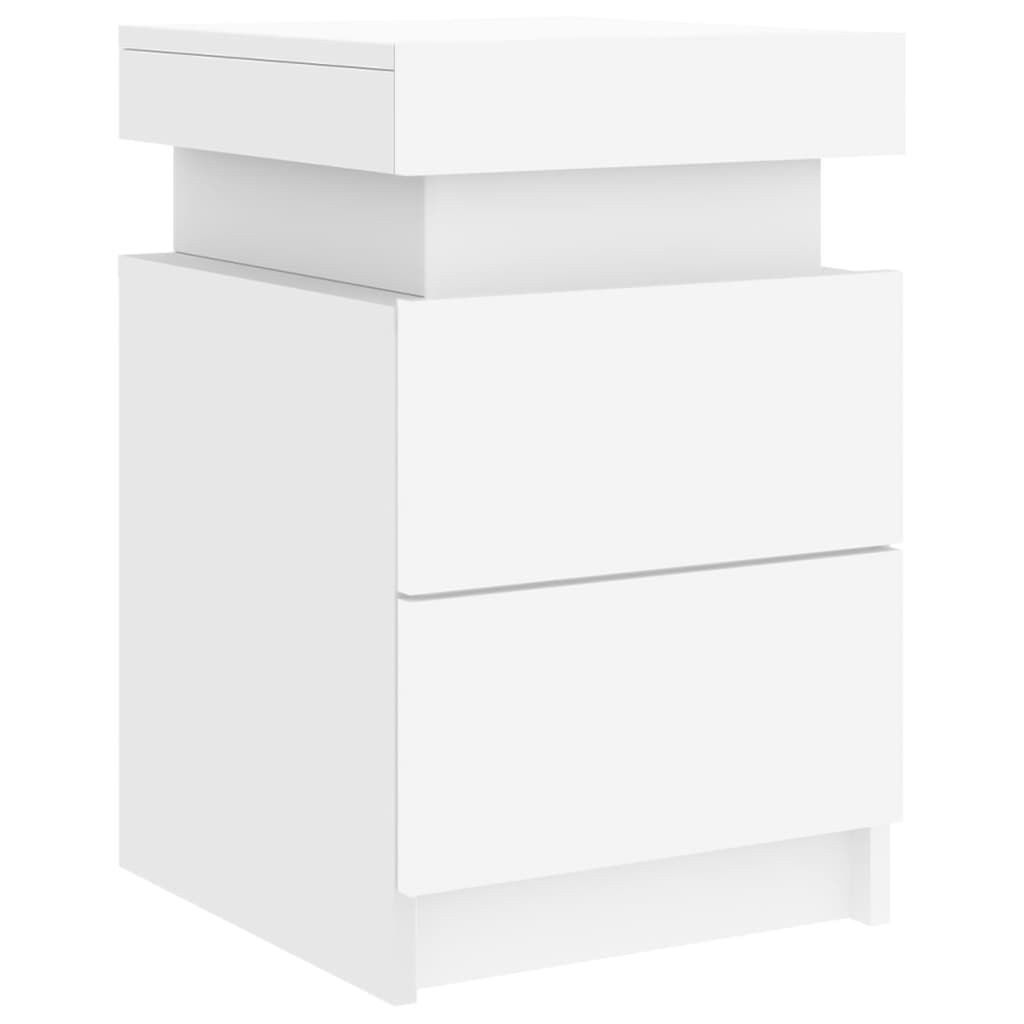 Bedside Cabinet with LED Lights White 35x39x55 cm Price
