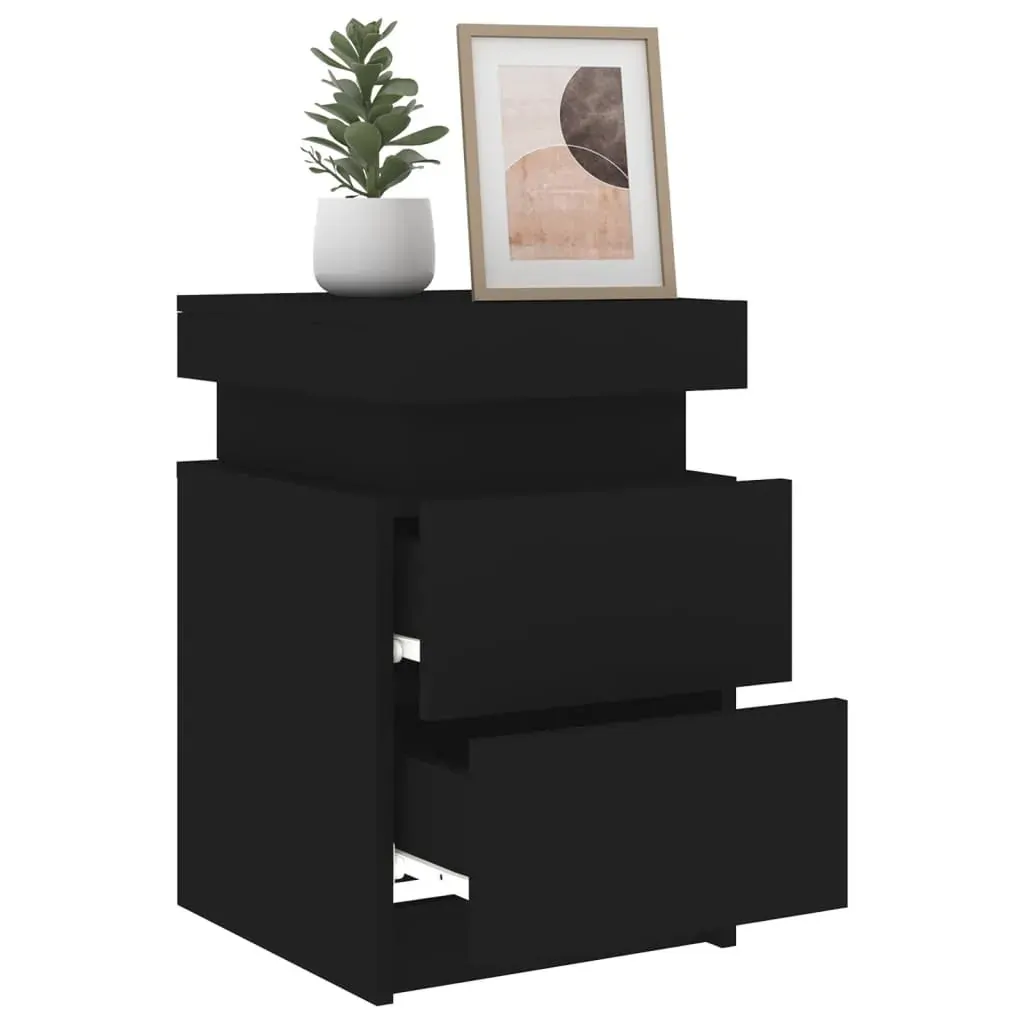 Bedside Cabinet with LED Lights Black 35x39x55 cm Price