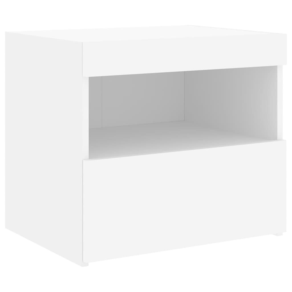 Bedside Cabinet with LED Lights White 50x40x45 cm Price