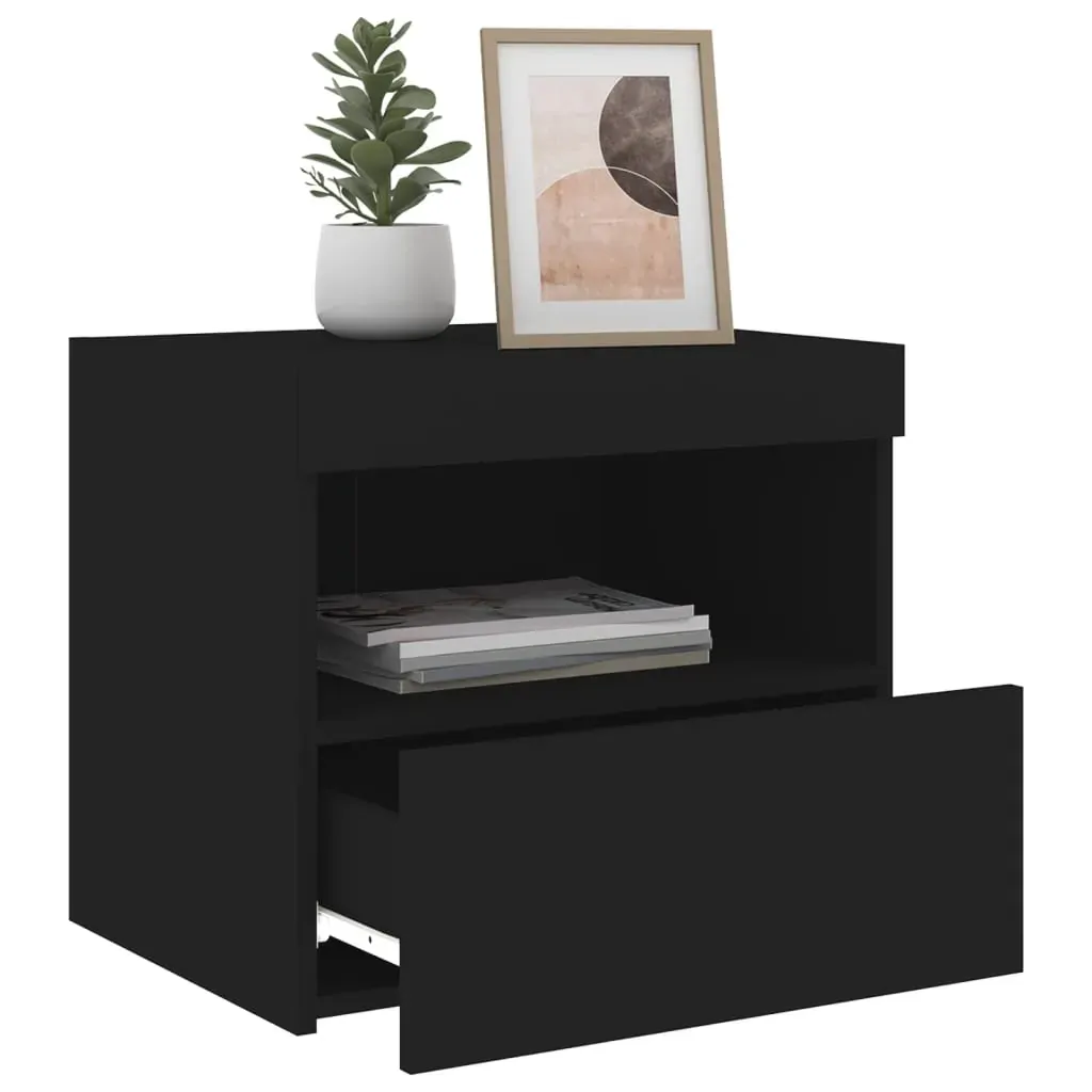 Bedside Cabinet with LED Lights Black 50x40x45 cm Price