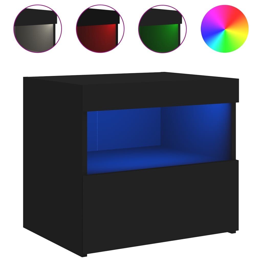 Bedside Cabinets with LED Lights 2 pcs Black 50x40x45 cm Price