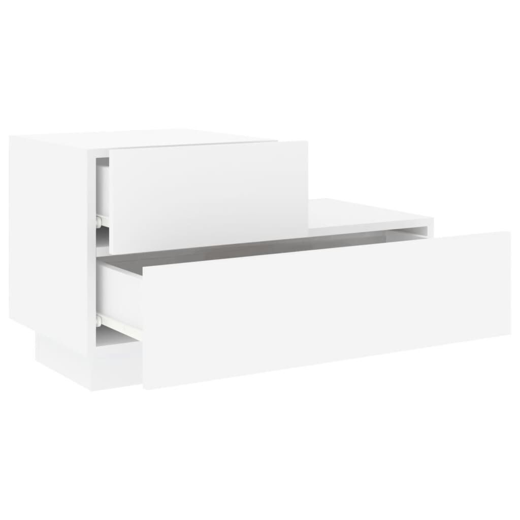 Bedside Cabinet with LED Lights White 70x36x40.5 cm Price