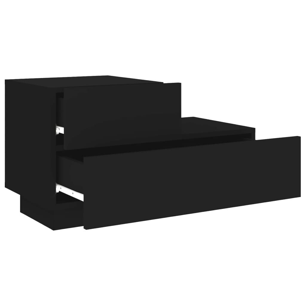 Bedside Cabinet with LED Lights Black 70x36x40.5 cm Price