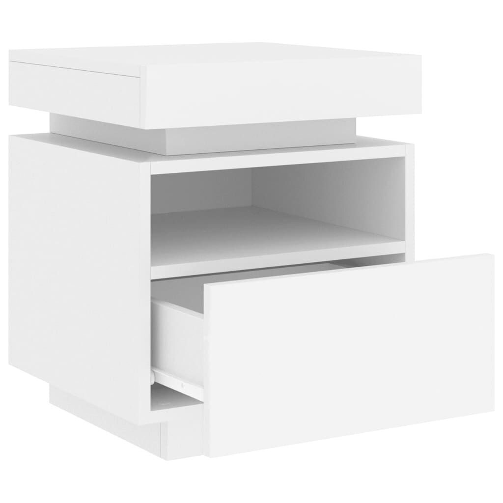 Bedside Cabinet with LED Lights White 40x39x48.5 cm Price