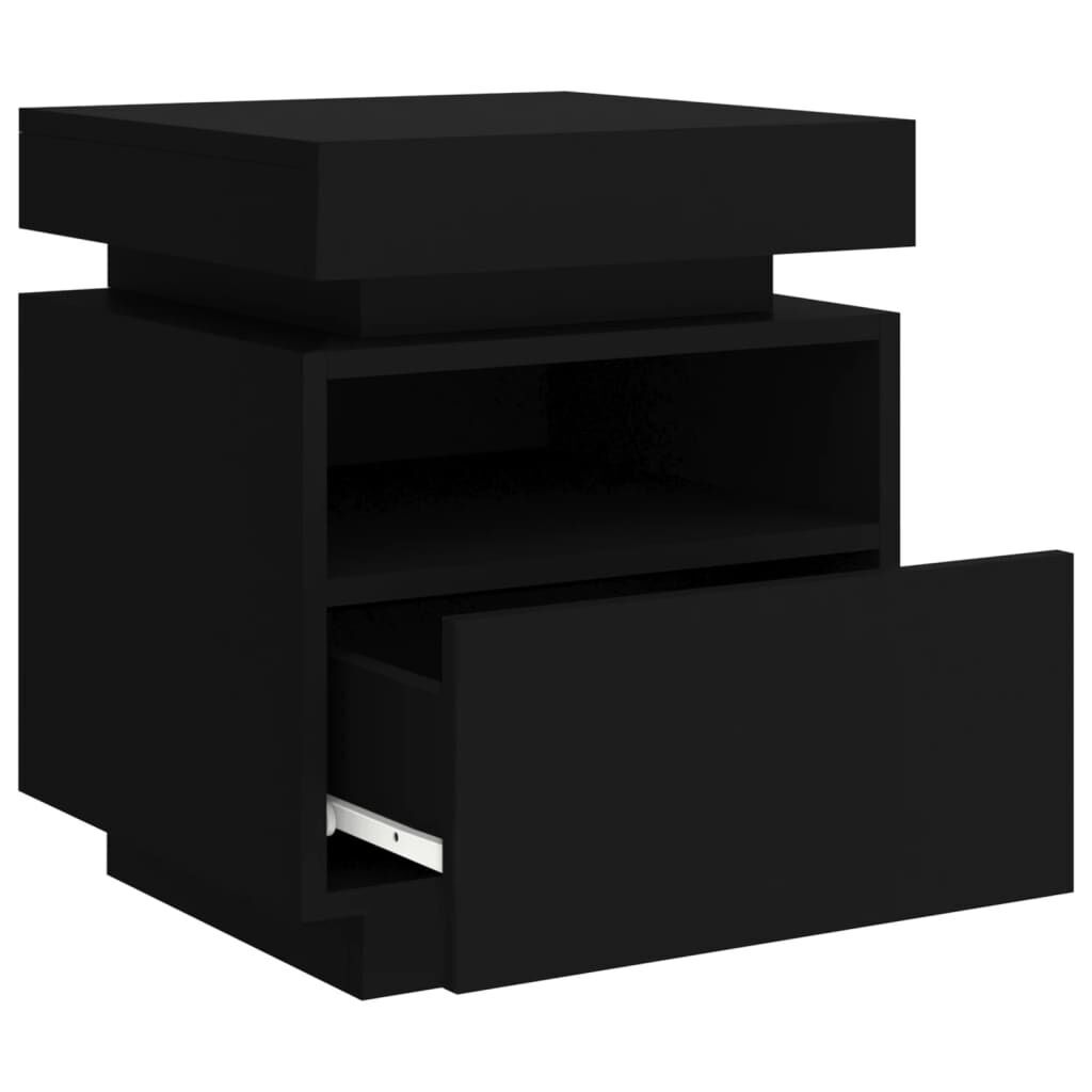 Bedside Cabinet with LED Lights Black 40x39x48.5 cm Price