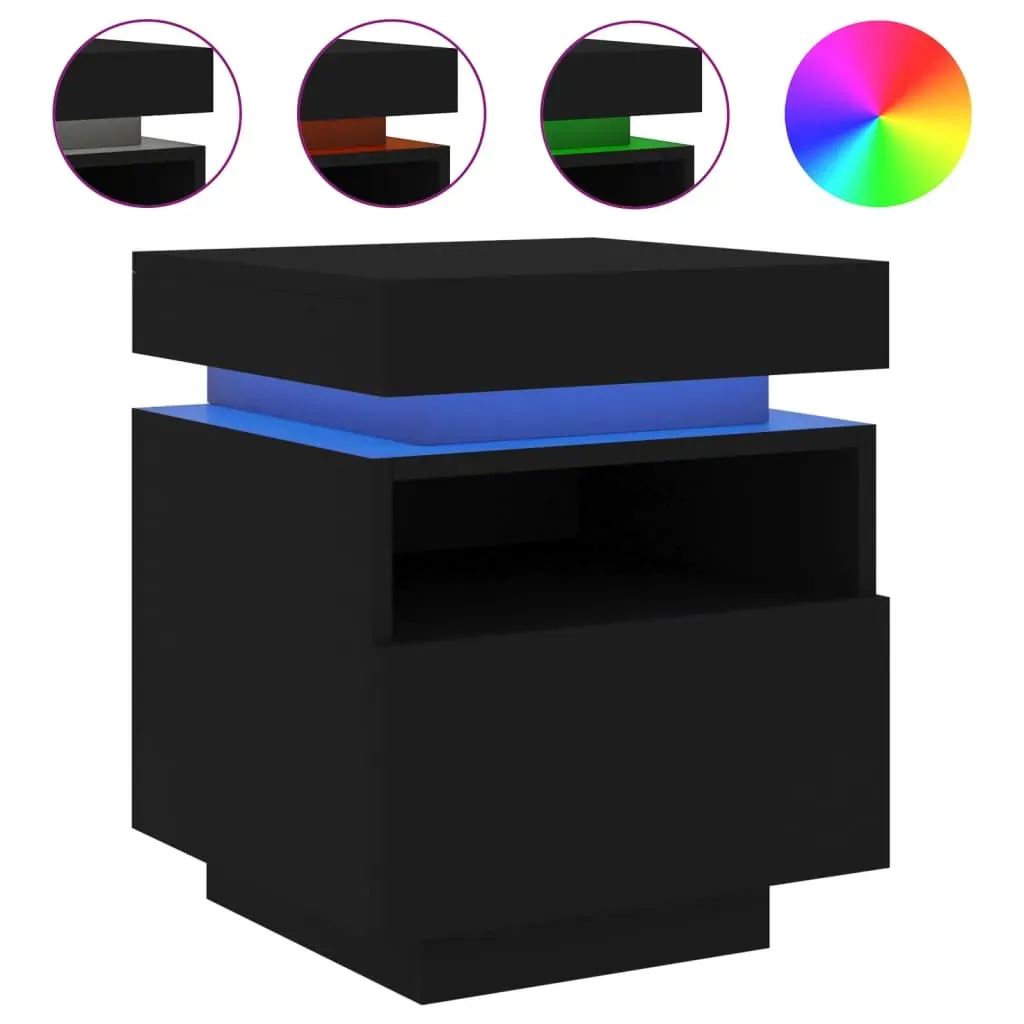 Bedside Cabinets with LED Lights 2 pcs Black 40x39x48.5 cm Price