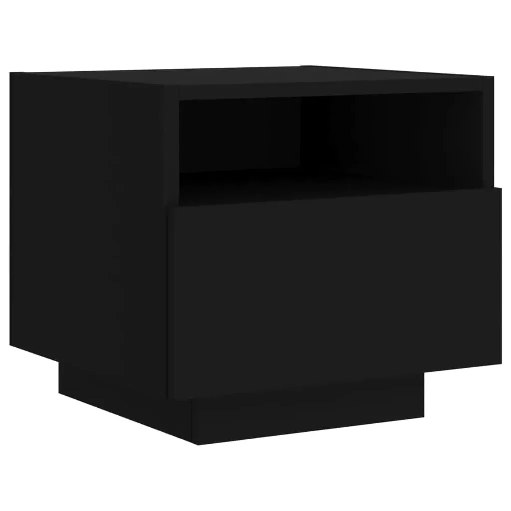 Bedside Cabinet with LED Lights Black 40x39x37 cm Price