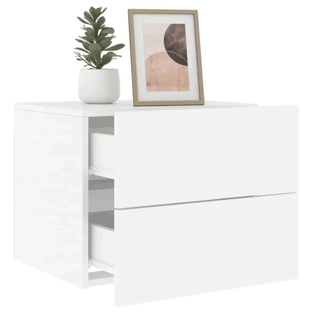 Wall-mounted Bedside Cabinet with LED Lights White Price
