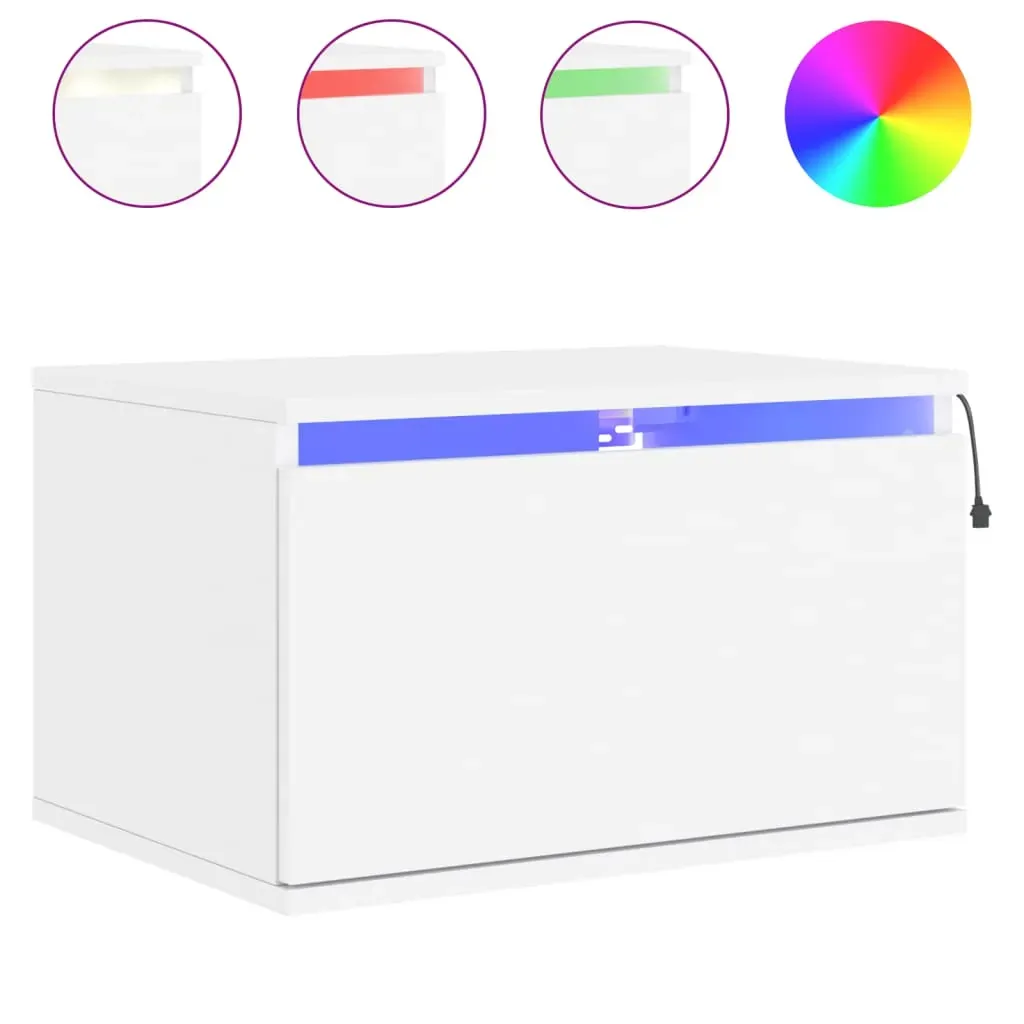 Wall-mounted Bedside Cabinets with LED Lights 2 pcs White Price