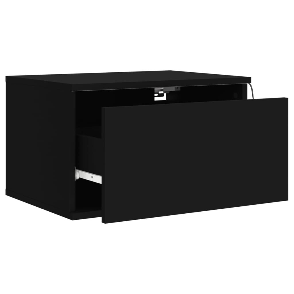 Wall-mounted Bedside Cabinet with LED Lights Black Price