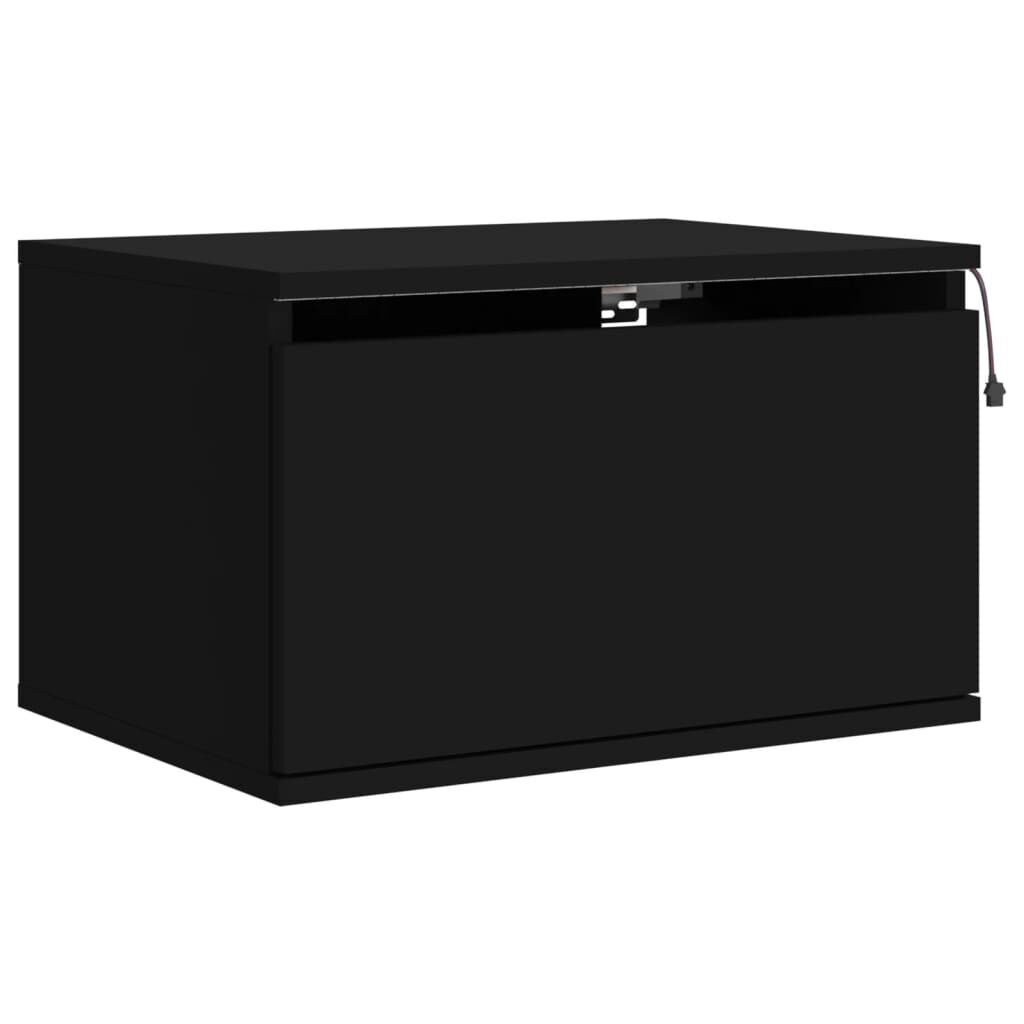 Wall-mounted Bedside Cabinets with LED Lights 2 pcs Black Price
