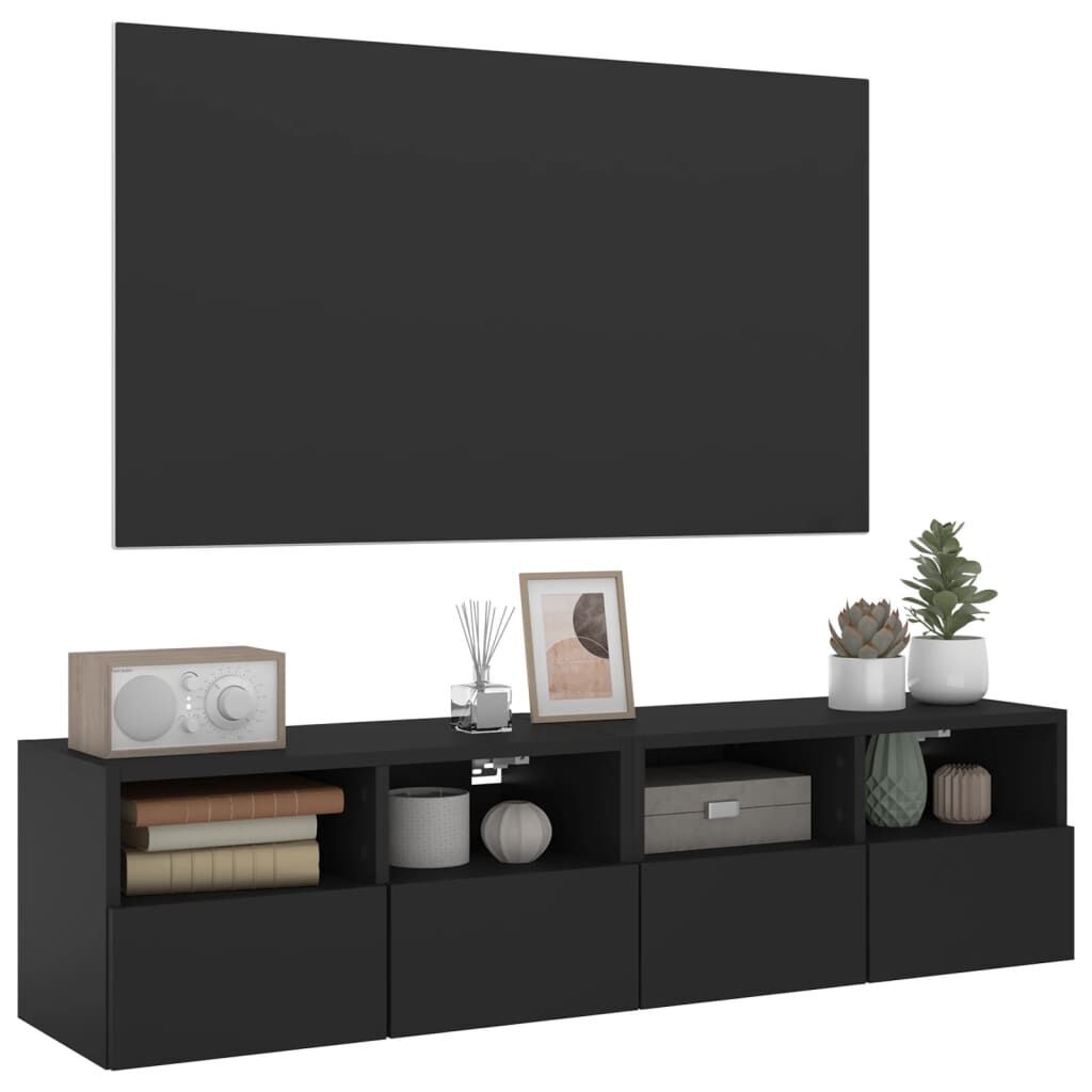 TV Wall Cabinets 2 pcs Black 60x30x30 cm Engineered Wood Price