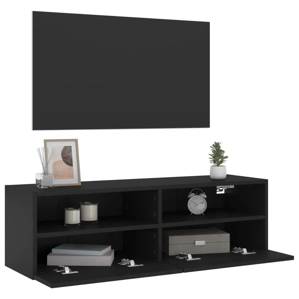 TV Wall Cabinet Black 100x30x30 cm Engineered Wood Price
