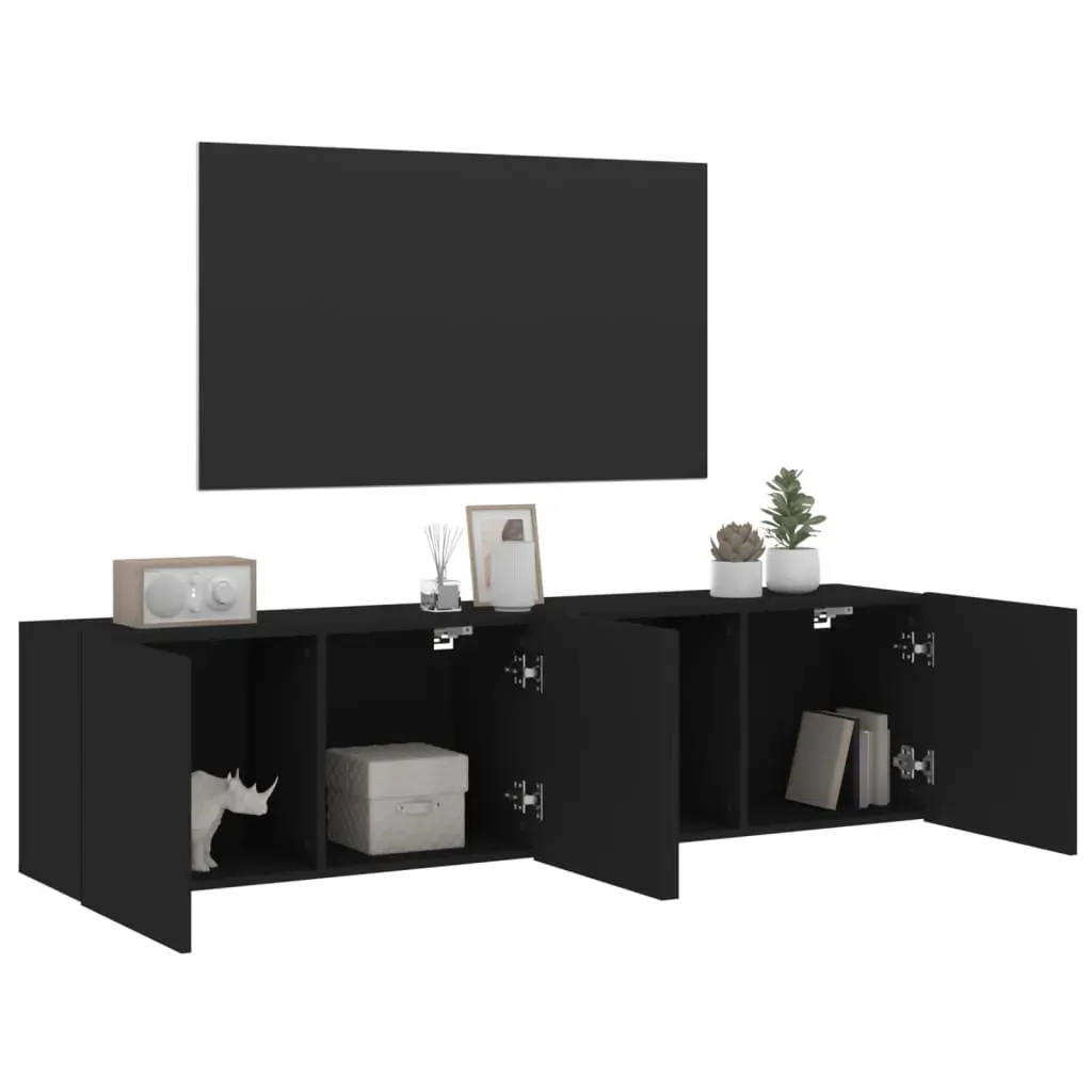 TV Cabinets Wall-mounted 2 pcs Black 80x30x41 cm Price