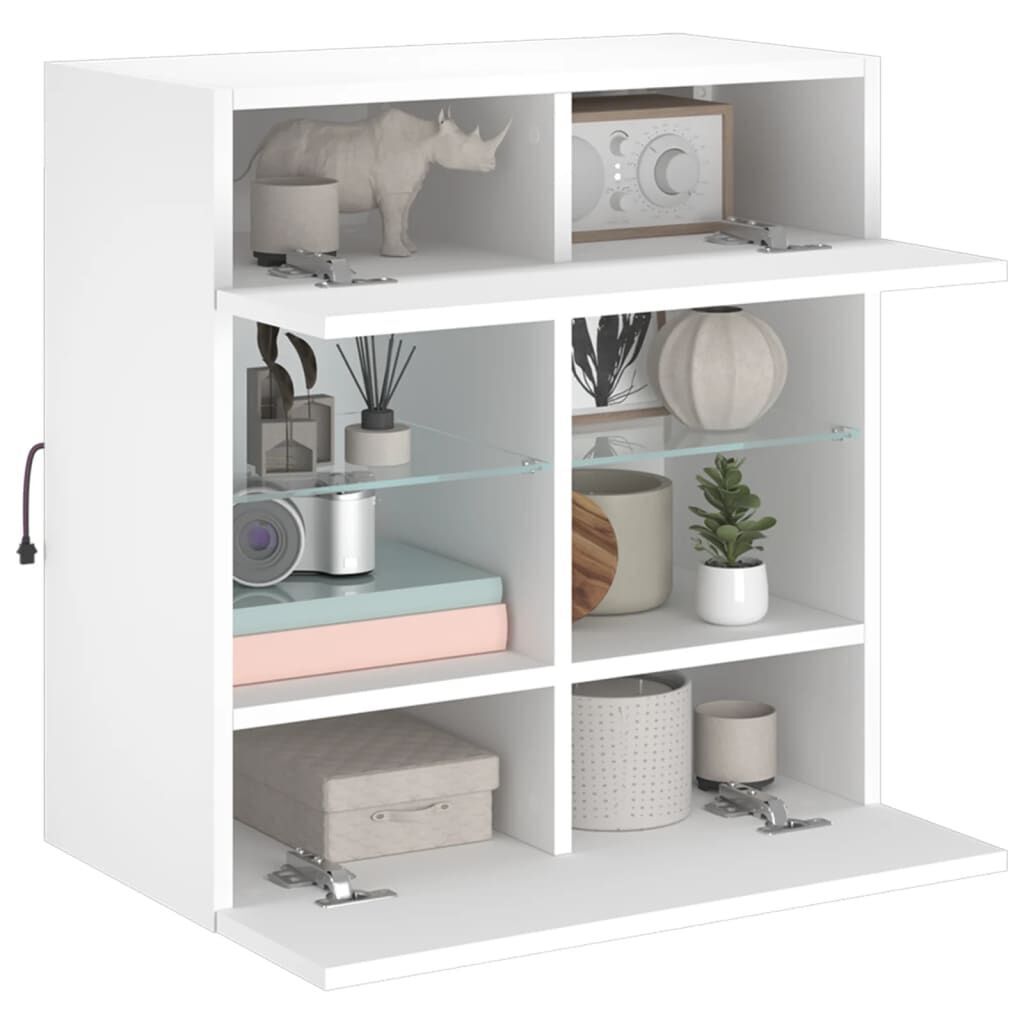 TV Wall Cabinet with LED Lights White 58.5x30x60.5 cm Price