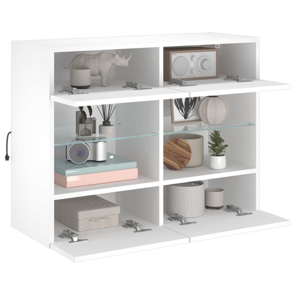 TV Wall Cabinet with LED Lights White 78.5x30x60.5 cm Price