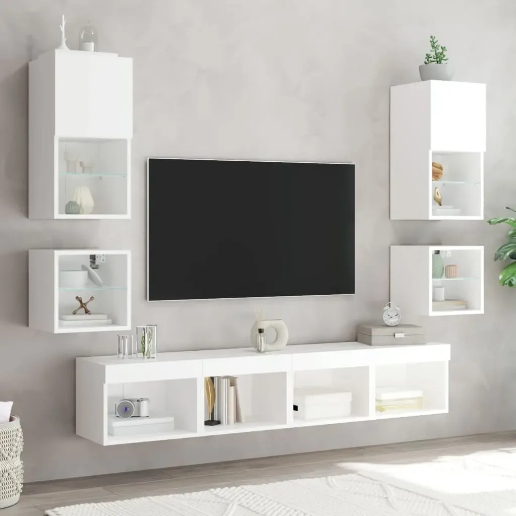 Bedside Cabinets with LED Lights Wall-mounted 2 pcs White Price