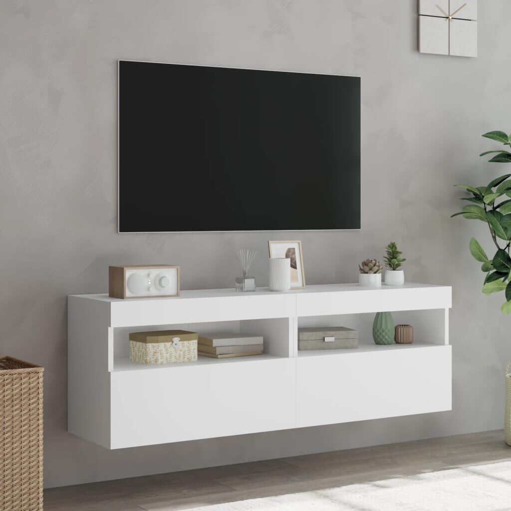 TV Wall Cabinets with LED Lights 2 pcs White 60x30x40 cm Price