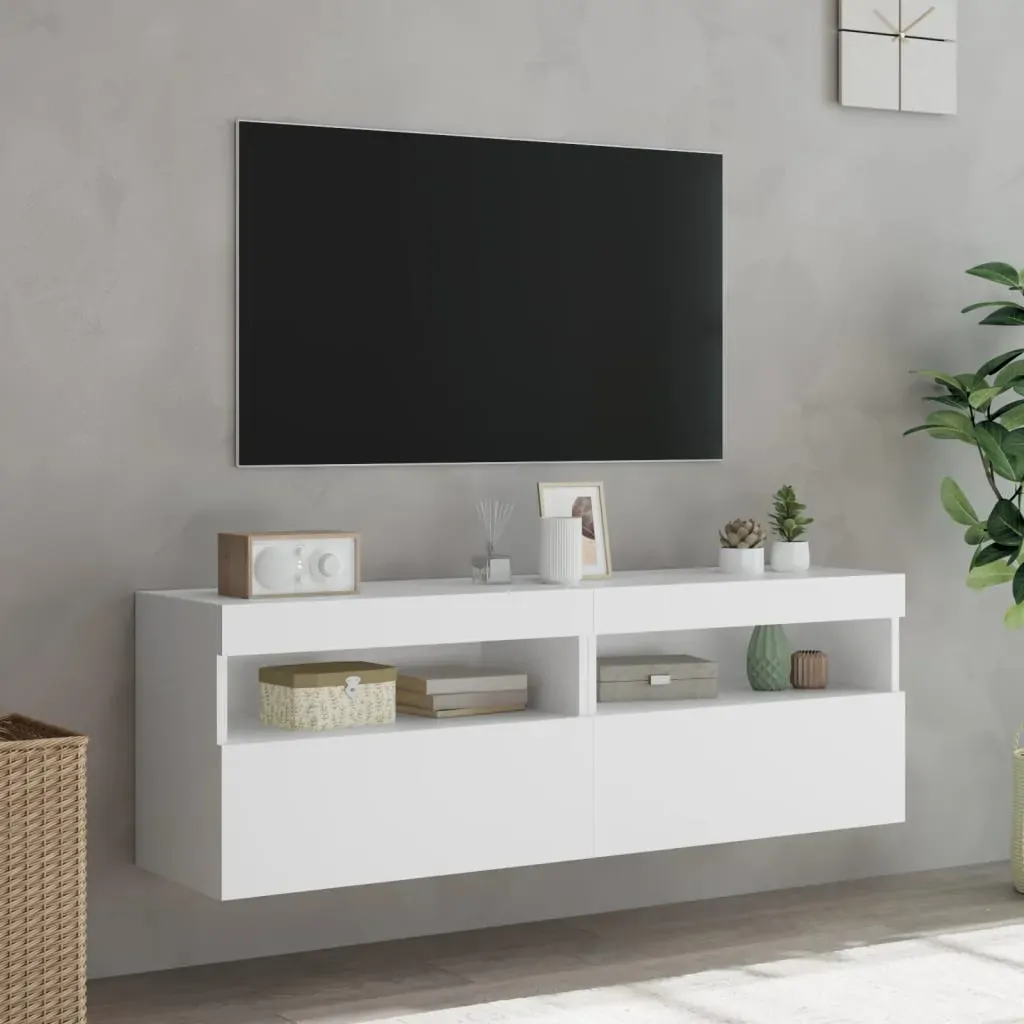 TV Wall Cabinets with LED Lights 2 pcs White 60x30x40 cm Price