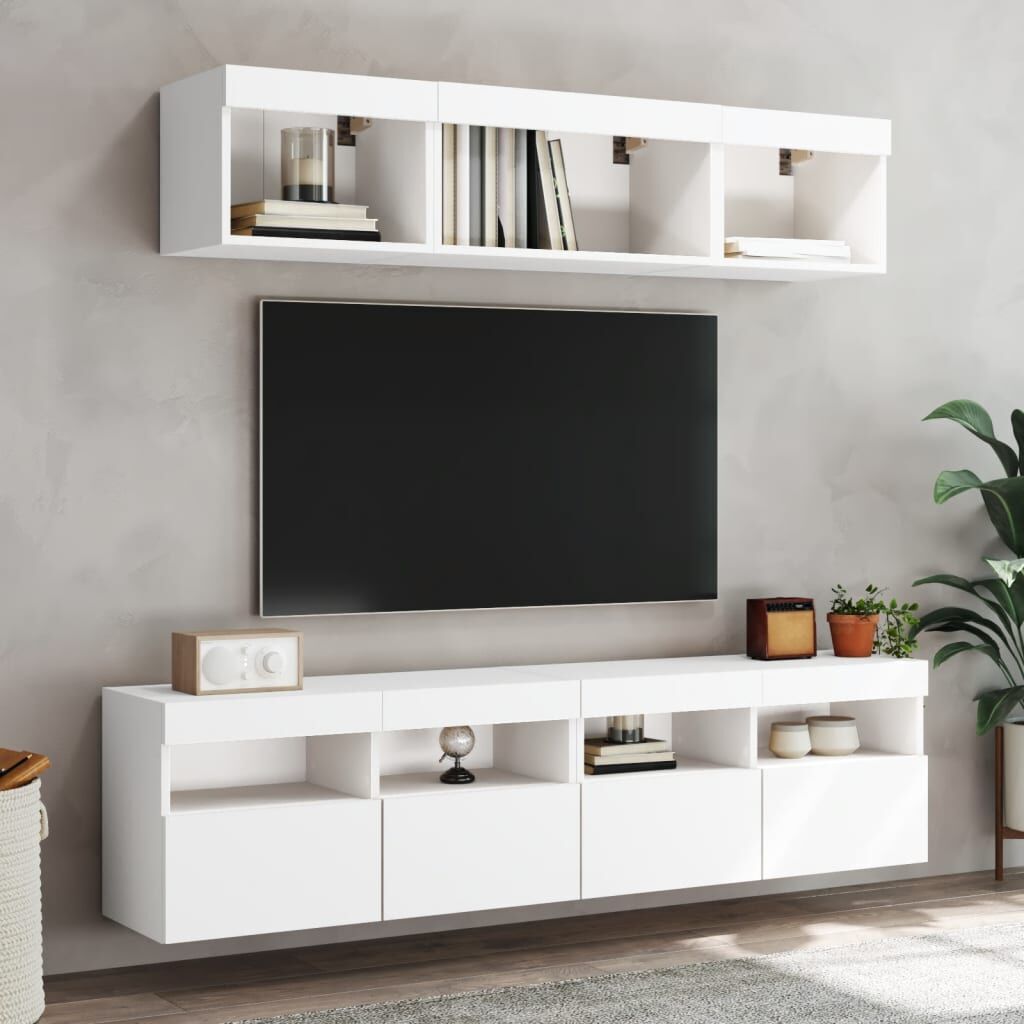 TV Wall Cabinets with LED Lights 2 pcs White 80x30x40 cm Price