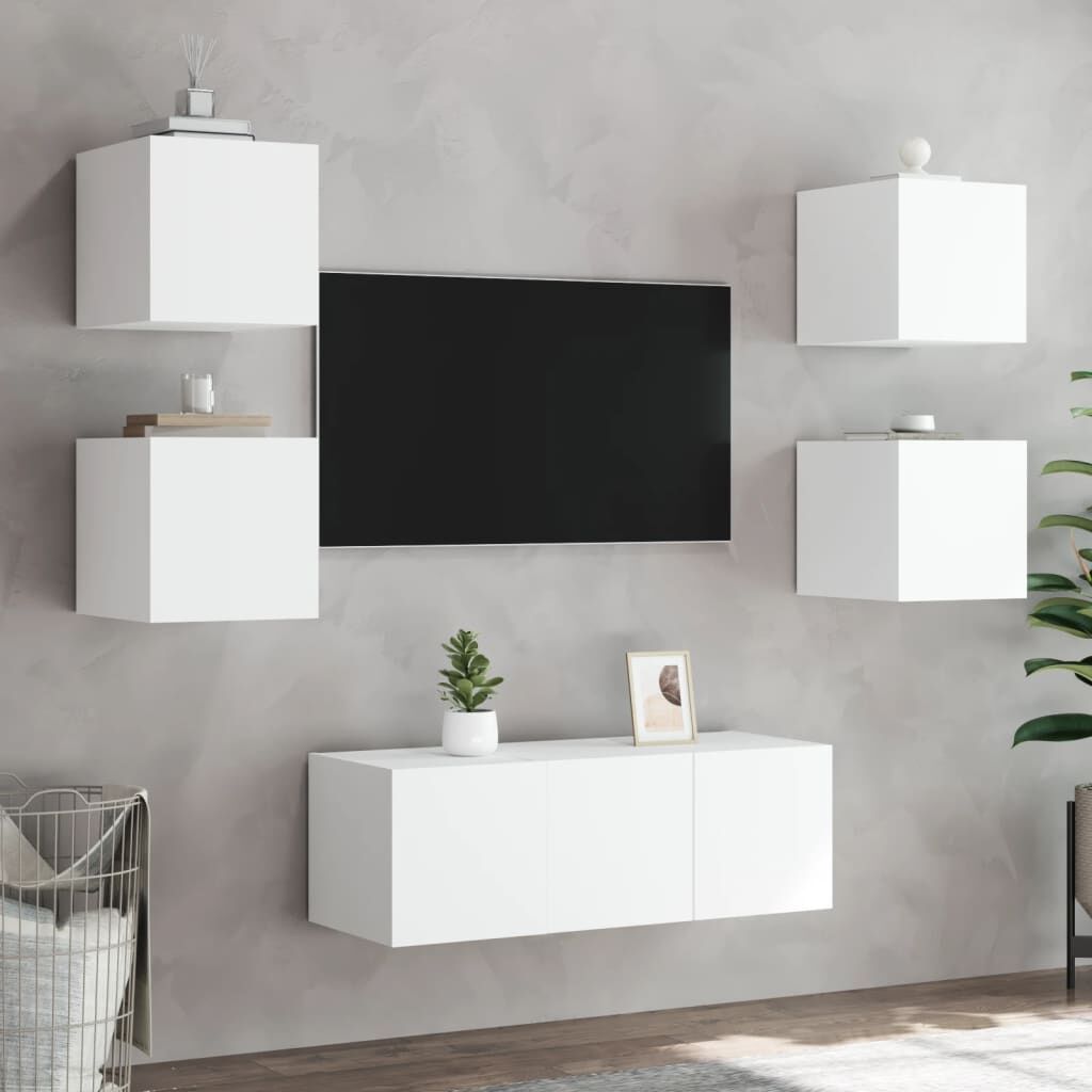 TV Wall Cabinets with LED Lights 2 pcs White 30.5x35x30 cm Price