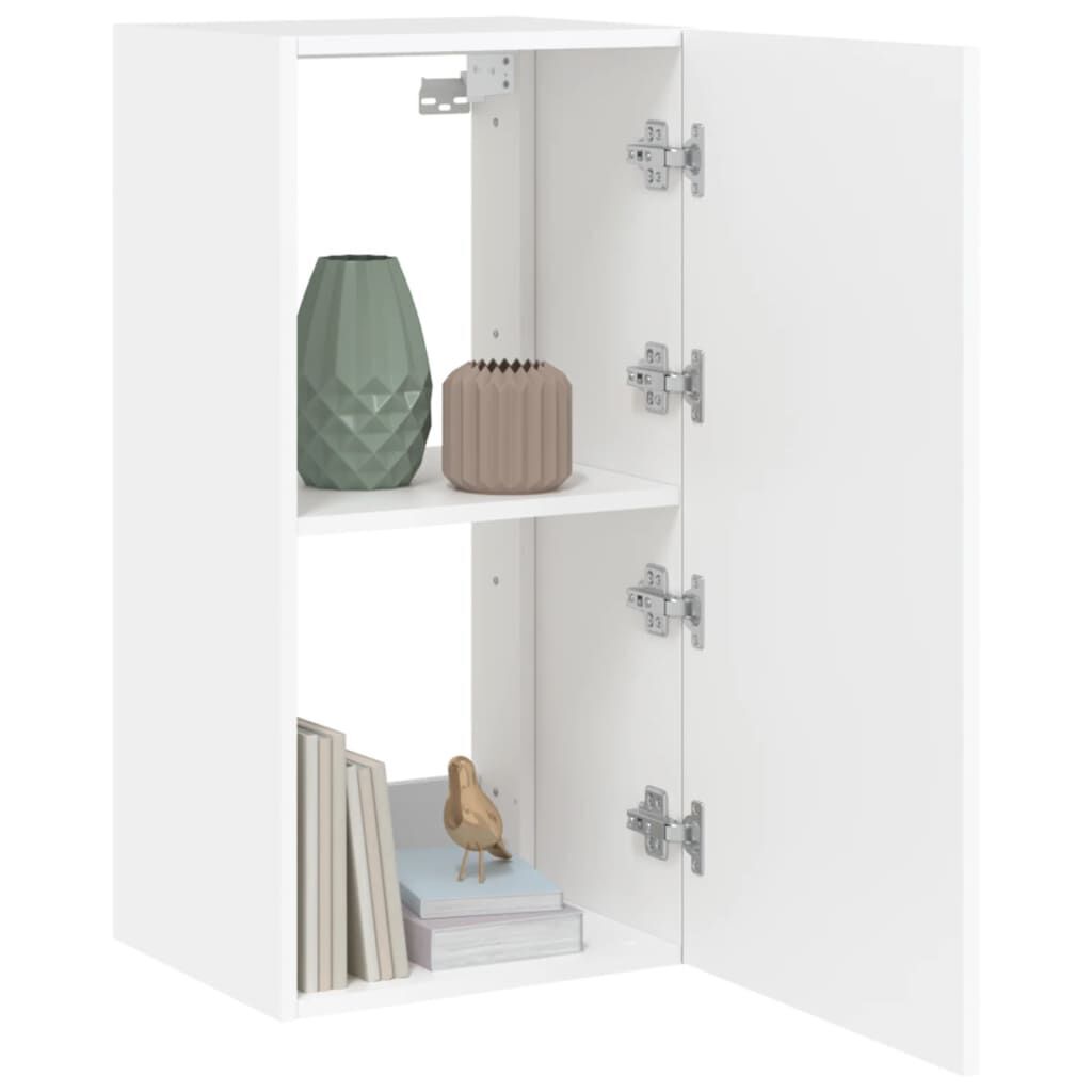 TV Wall Cabinet with LED Lights White 40.5x35x80 cm Price